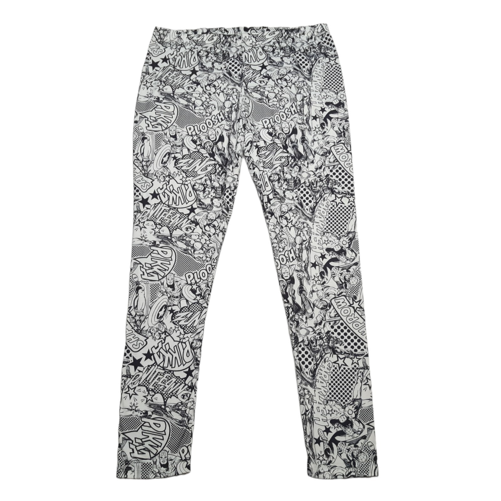 Marvel Leggings Womens Xl White Black Comic Book Print Avengers Pop Art Pop Art